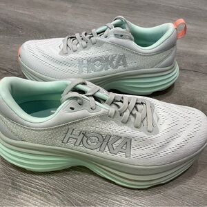 HOKA Women's Gray and Mint Running Shoes